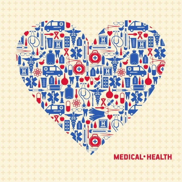 Free vector heart with medical elements