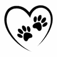 Free vector heart with paw prints