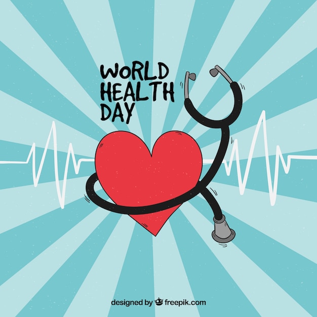 Free vector heart with stethoscope background