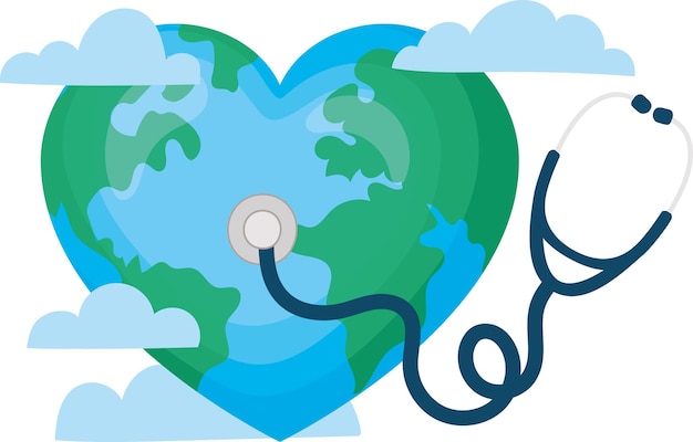 Free vector heart world with a stethoscope
