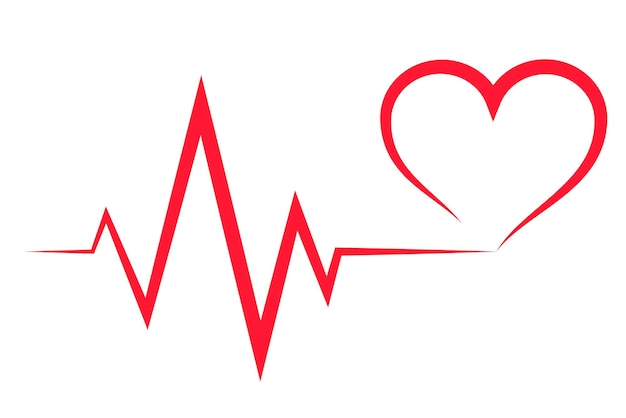 Free vector heartbeat and heart hand drawn line