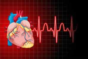 Free vector heartbeat with heart rate graph