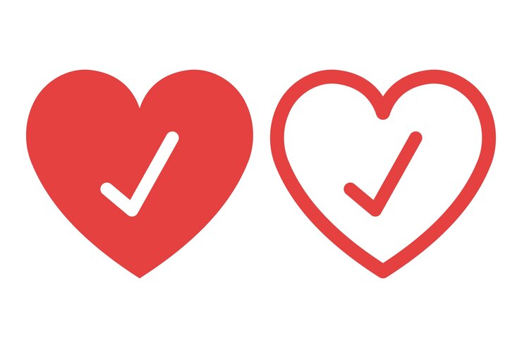 Free Vector hearts check marks two set