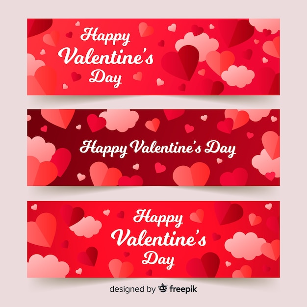 Free vector hearts and clouds valentine's day banner