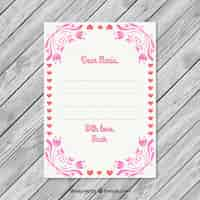 Free vector hearts and floral frame valentine day letter