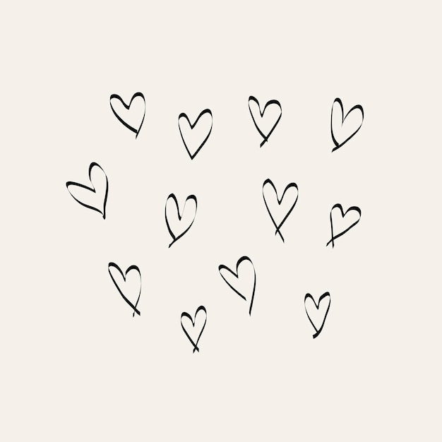 Free vector hearts ink doodle element, simple hand drawn vector illustration