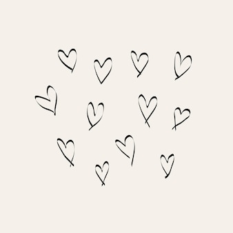 Элемент каракули чернил сердца, простая рисованная векторная иллюстрация