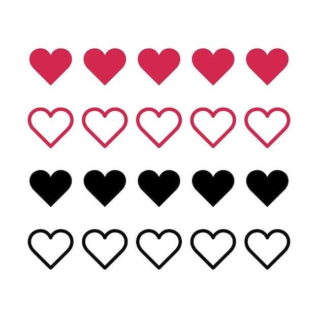 Free vector hearts lives filled and outline red and black