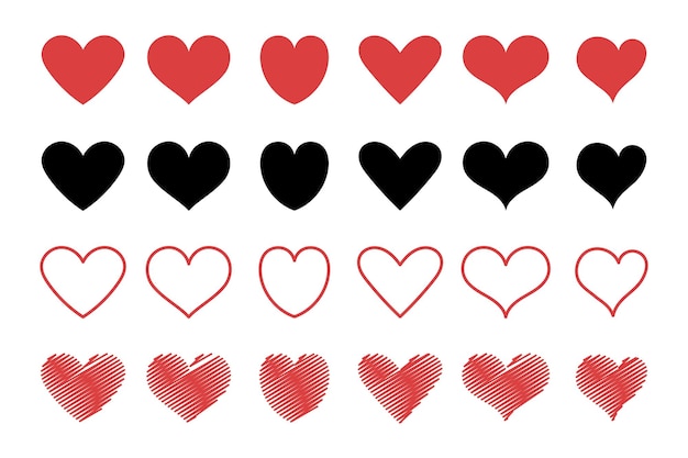 Free vector hearts multiple styles set