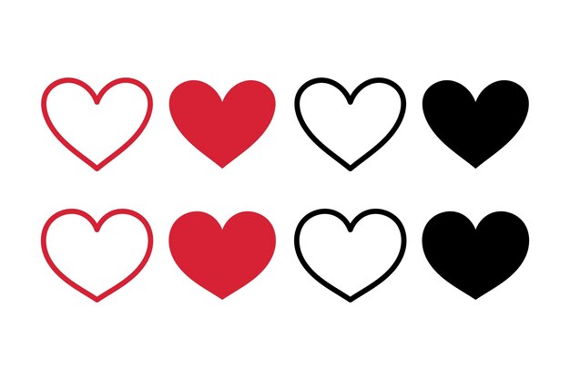 Free vector hearts outline and filled