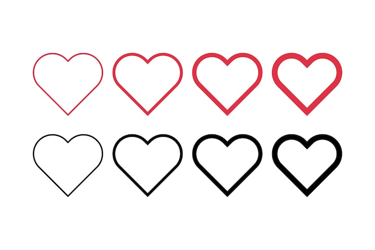 Free Vector hearts outlines thin to bold