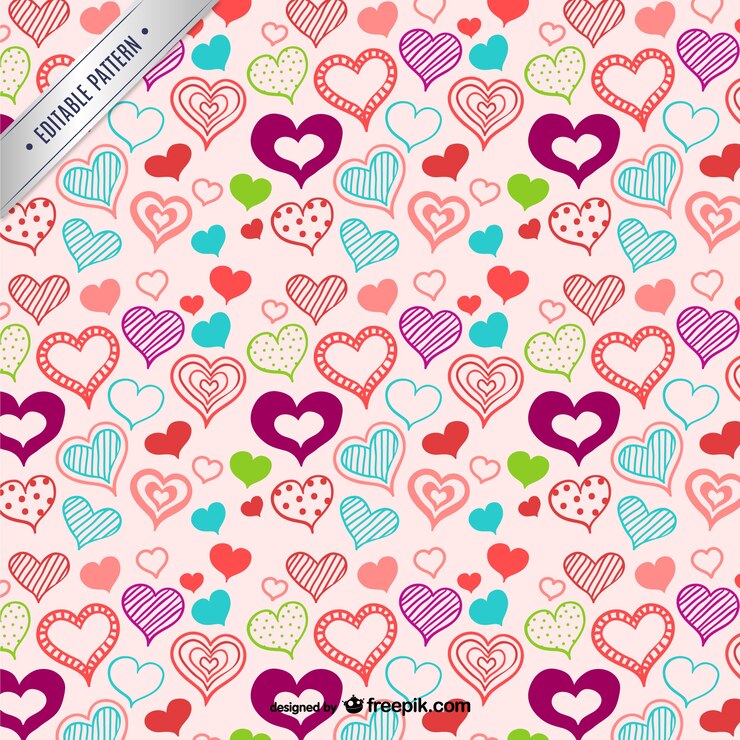 मुफ़्त वेक्टर hearts pattern y hand drawn style