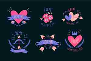Free vector hearts and ribbons valentine label and badge collection