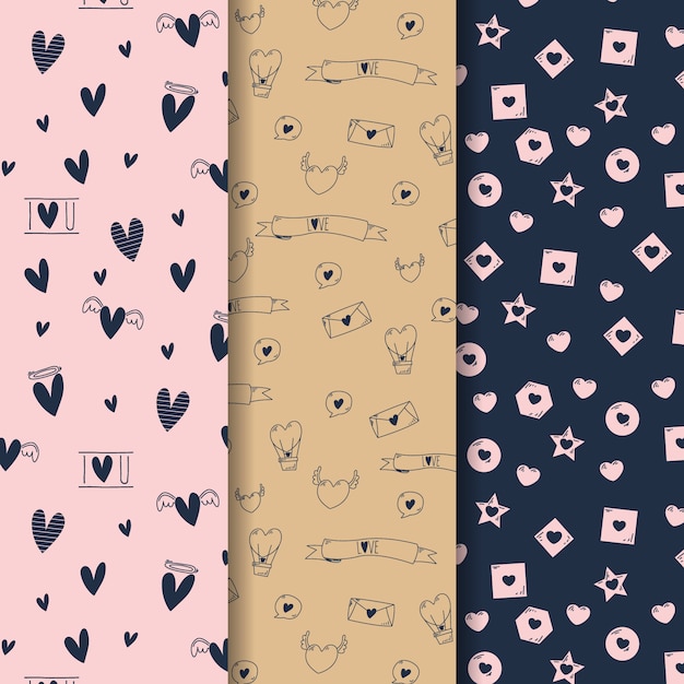 Hearts and stars valentine seamless pattern