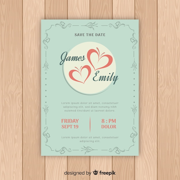 Hearts wedding invitation template