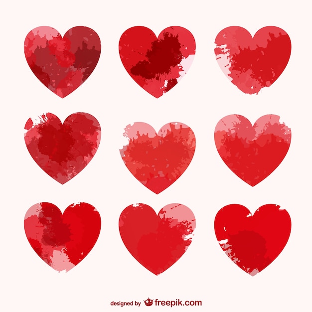 Free vector hearts with paint stains