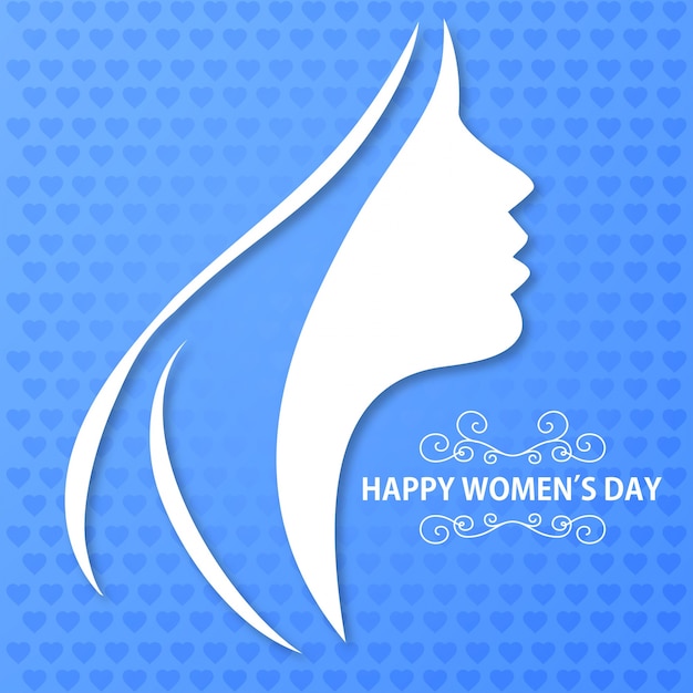 Hearts with silhouette of woman background