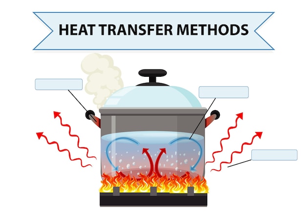 Vettore gratuito foglio di lavoro sui metodi di trasferimento del calore