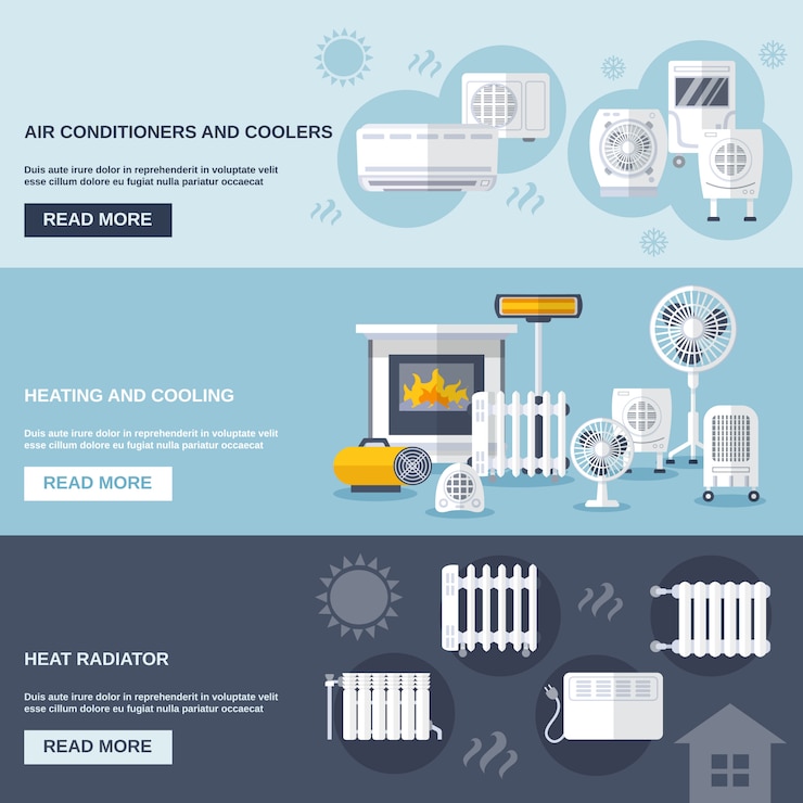Free Vector heating and cooling banner