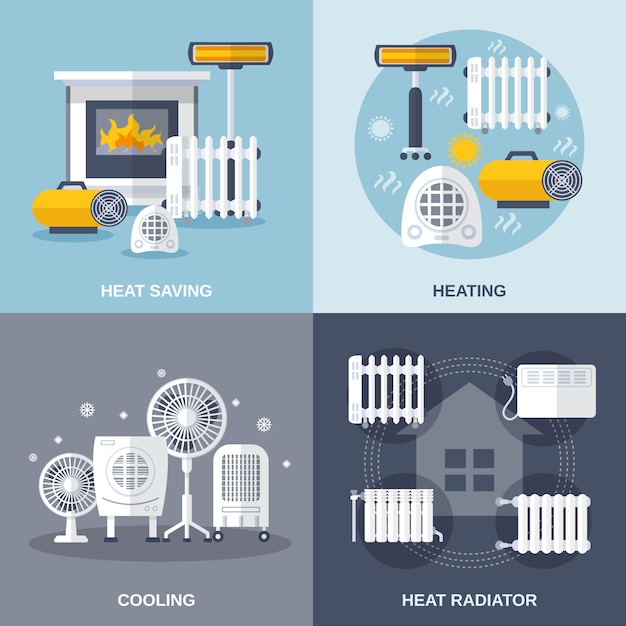 Free vector heating and cooling flat