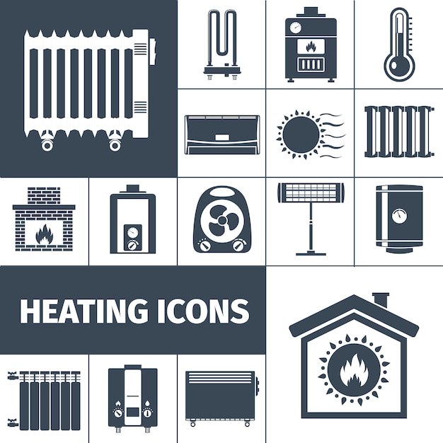 Free vector heating flat icon set