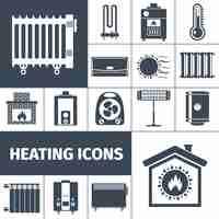 Free vector heating flat icon set