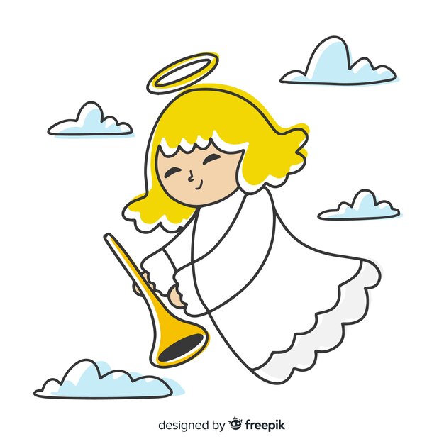 Heavenly hand drawn christmas angel