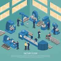 Free vector heavy industry production facility isometric poster