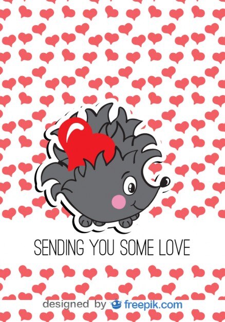 Free vector hedgehog in love card