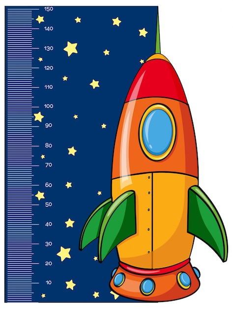 Free vector height measurement chart with rocket