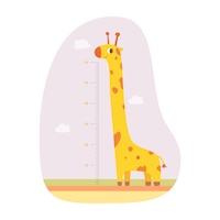 Height measuring scale for kids with cute giraffe cartoon tall animal and baby growth meter with scale in inches sticker with ruler and funny character