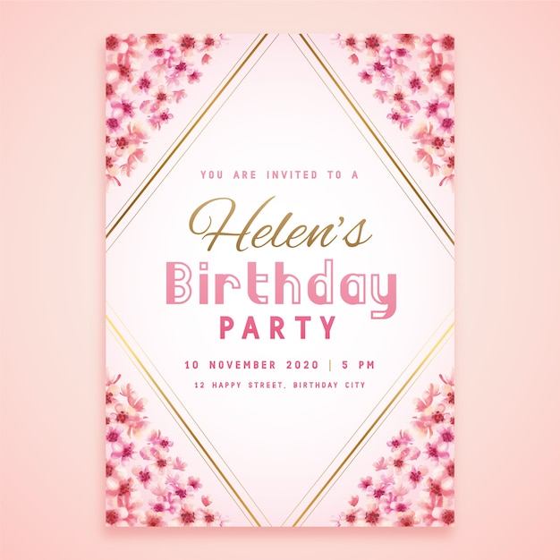 Helen's birthday party floral card