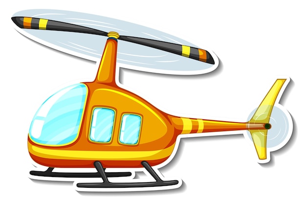 Вертолет мультяшный стикер на белом фоне
