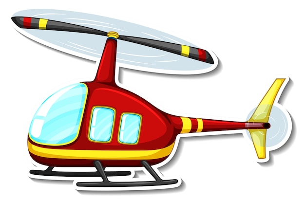 Vettore gratuito adesivo cartone animato elicottero su sfondo bianco