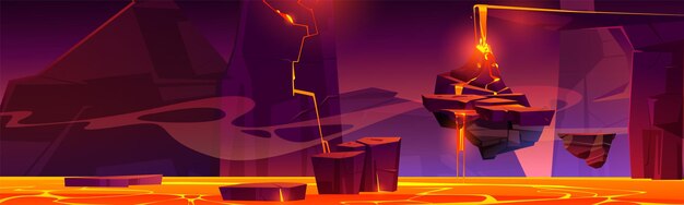 ファンタジーゲームのベクトルのためのラバの地獄の風景
