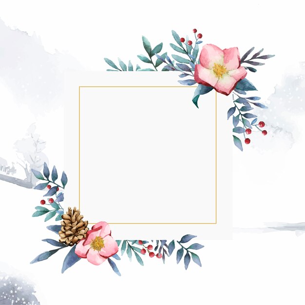 Hellebore flower frame painted by watercolor vector