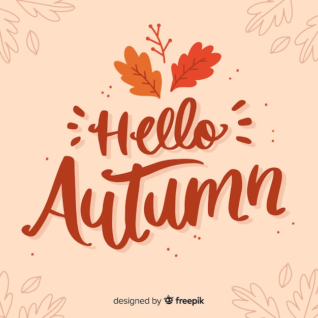 Free vector hello autumn background calligraphic style