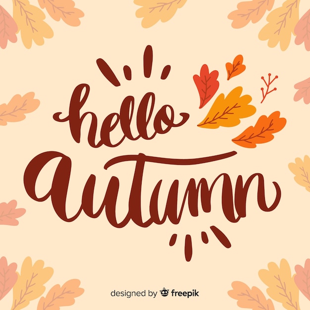 Hello autumn background calligraphic style