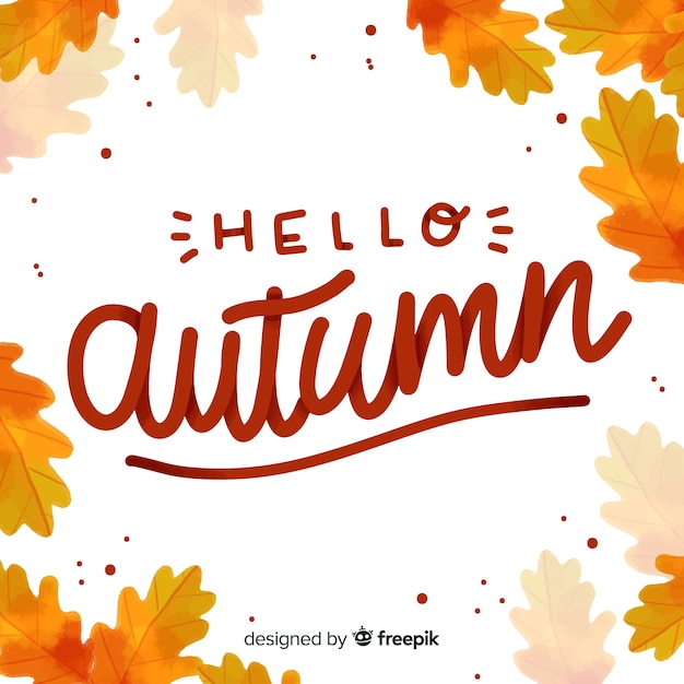 Hello autumn background calligraphic style