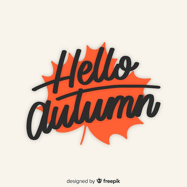 Free vector hello autumn background calligraphic style