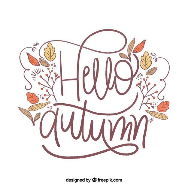 Hello autumn background with lettering