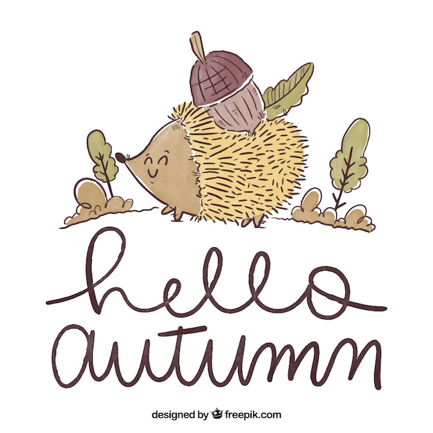 Hello autumn background with lettering