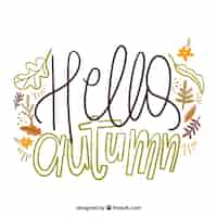 Free vector hello autumn background with lettering