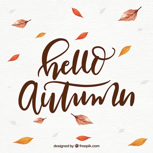 Free vector hello autumn background with lettering