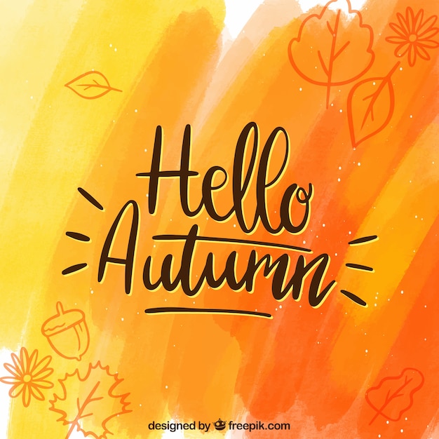 Hello autumn background with lettering