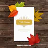 Free vector hello autumn, elegant card