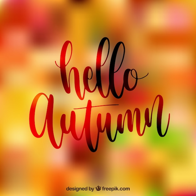 Hello autumn lettering background