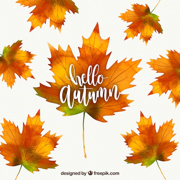 Hello autumn lettering background