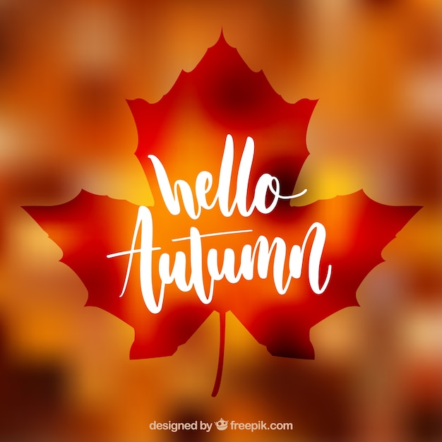 Hello autumn lettering background