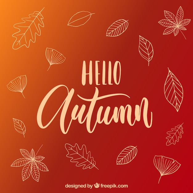 Hello autumn lettering background